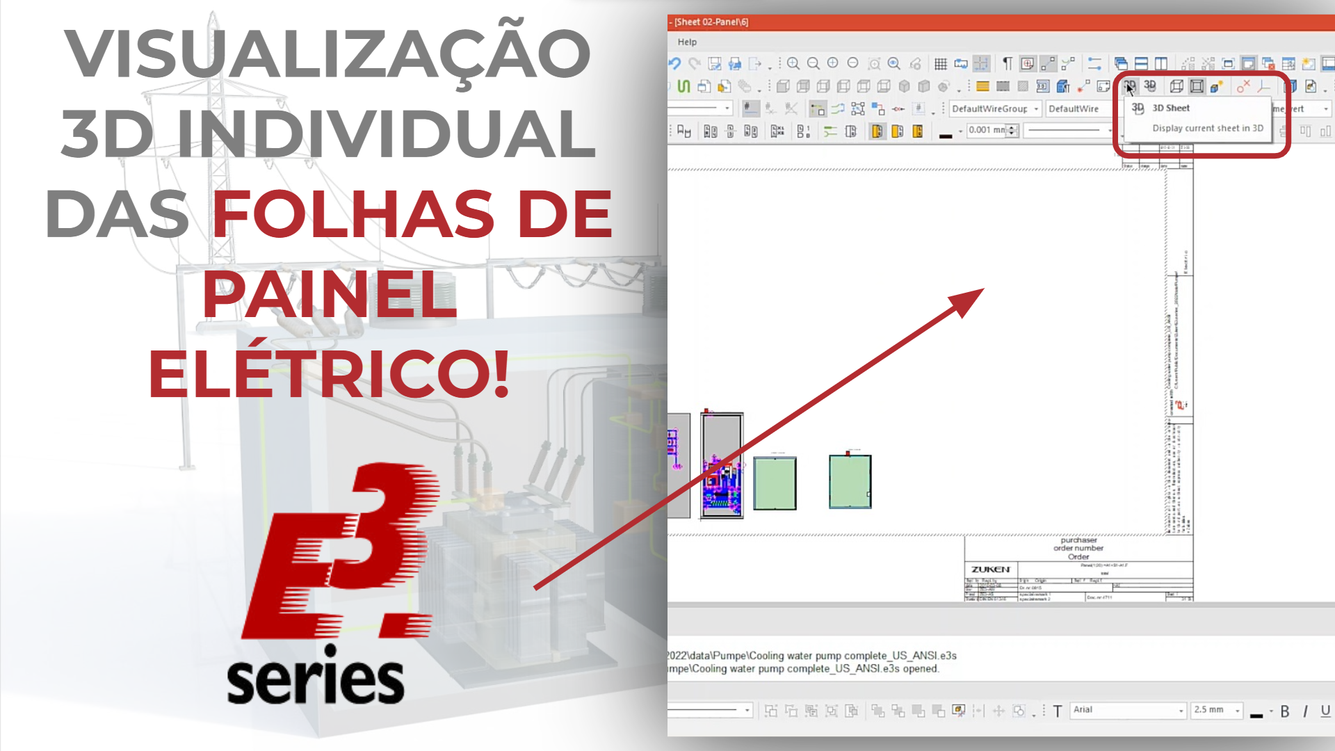 Visualização 3D de Folhas Individuais do Painel Elétrico